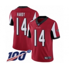 Men's Atlanta Falcons #14 Justin Hardy Red Team Color Vapor Untouchable Limited Player 100th Season Football Jersey