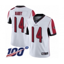 Men's Atlanta Falcons #14 Justin Hardy White Vapor Untouchable Limited Player 100th Season Football Jersey