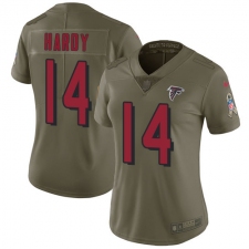Women's Nike Atlanta Falcons #14 Justin Hardy Limited Olive 2017 Salute to Service NFL Jersey