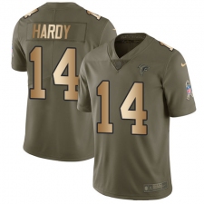 Youth Nike Atlanta Falcons #14 Justin Hardy Limited Olive/Gold 2017 Salute to Service NFL Jersey