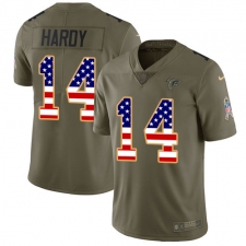 Youth Nike Atlanta Falcons #14 Justin Hardy Limited Olive/USA Flag 2017 Salute to Service NFL Jersey