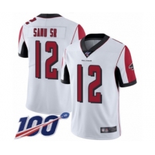 Men's Atlanta Falcons #12 Mohamed Sanu White Vapor Untouchable Limited Player 100th Season Football Jersey