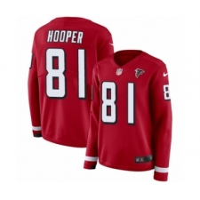Women's Nike Atlanta Falcons #81 Austin Hooper Limited Red Therma Long Sleeve NFL Jersey