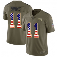Youth Nike New York Giants #11 Phil Simms Limited Olive/USA Flag 2017 Salute to Service NFL Jersey