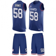 Men's Nike New York Giants #58 Carl Banks Limited Royal Blue Tank Top Suit NFL Jersey