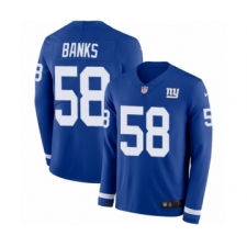 Men's Nike New York Giants #58 Carl Banks Limited Royal Blue Therma Long Sleeve NFL Jersey