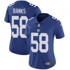 Women's Nike New York Giants #58 Carl Banks Elite Royal Blue Team Color NFL Jersey