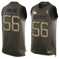 Men's Nike New York Giants #56 Lawrence Taylor Limited Green Salute to Service Tank Top NFL Jersey