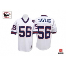 Mitchell and Ness New York Giants #56 Lawrence Taylor White Authentic Throwback NFL Jersey