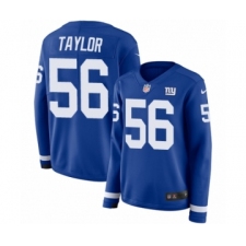 Women's Nike New York Giants #56 Lawrence Taylor Limited Royal Blue Therma Long Sleeve NFL Jersey