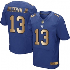 Men's Nike New York Giants #13 Odell Beckham Jr Elite Blue/Gold Team Color NFL Jersey
