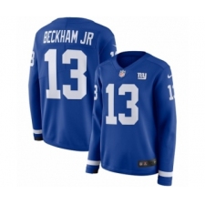 Women's Nike New York Giants #13 Odell Beckham Jr Limited Royal Blue Therma Long Sleeve NFL Jersey