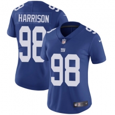 Women's Nike New York Giants #98 Damon Harrison Royal Blue Team Color Vapor Untouchable Limited Player NFL Jersey