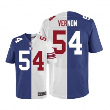 Men's Nike New York Giants #54 Olivier Vernon Elite Blue/White Split Fashion NFL Jersey