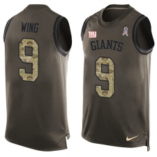 Men's Nike New York Giants #9 Brad Wing Limited Green Salute to Service Tank Top NFL Jersey