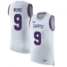 Men's Nike New York Giants #9 Brad Wing Limited White Rush Player Name & Number Tank Top NFL Jersey