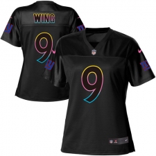 Women's Nike New York Giants #9 Brad Wing Game Black Fashion NFL Jersey