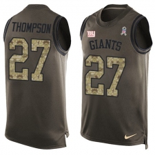 Men's Nike New York Giants #27 Darian Thompson Limited Green Salute to Service Tank Top NFL Jersey