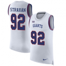 Men's Nike New York Giants #92 Michael Strahan Limited White Rush Player Name & Number Tank Top NFL Jersey