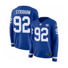 Women's Nike New York Giants #92 Michael Strahan Limited Royal Blue Therma Long Sleeve NFL Jersey