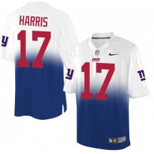 Men's Nike New York Giants #17 Dwayne Harris Elite White/Royal Blue Fadeaway NFL Jersey