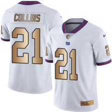 Men's Nike New York Giants #21 Landon Collins Limited White/Gold Rush NFL Jersey