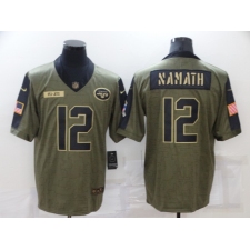 Men's New York Jets #12 Joe Namath Nike Olive 2021 Salute To Service Limited Player Jersey