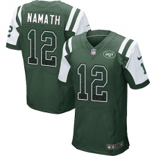 Men's Nike New York Jets #12 Joe Namath Elite Green Home Drift Fashion NFL Jersey