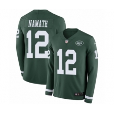 Men's Nike New York Jets #12 Joe Namath Limited Green Therma Long Sleeve NFL Jersey
