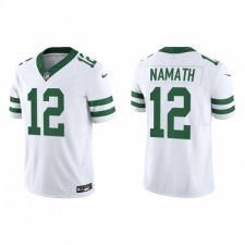 Men's Nike New York Jets #12 Joe Namath White 2023 F.U.S.E. Vapor Limited Throwback Stitched Football Jersey