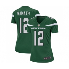 Women's New York Jets #12 Joe Namath Game Green Team Color Football Jersey