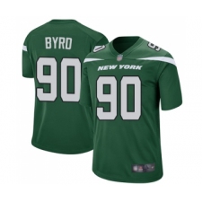 Men's New York Jets #90 Dennis Byrd Game Green Team Color Football Jersey