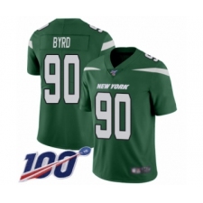 Men's New York Jets #90 Dennis Byrd Green Team Color Vapor Untouchable Limited Player 100th Season Football Jersey