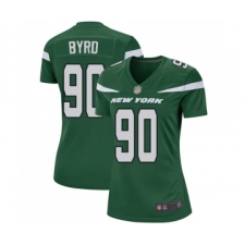 Women's New York Jets #90 Dennis Byrd Game Green Team Color Football Jersey