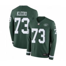 Men's Nike New York Jets #73 Joe Klecko Limited Green Therma Long Sleeve NFL Jersey