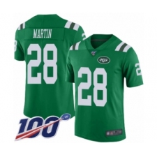 Men's New York Jets #28 Curtis Martin Limited Green Rush Vapor Untouchable 100th Season Football Jersey