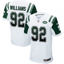 Men's Nike New York Jets #92 Leonard Williams Elite White Road Drift Fashion NFL Jersey