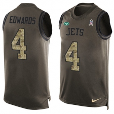 Men's Nike New York Jets #4 Lac Edwards Limited Green Salute to Service Tank Top NFL Jersey
