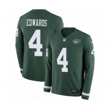 Men's Nike New York Jets #4 Lac Edwards Limited Green Therma Long Sleeve NFL Jersey