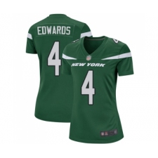 Women's New York Jets #4 Lac Edwards Game Green Team Color Football Jersey