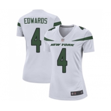 Women's New York Jets #4 Lac Edwards Game White Football Jersey