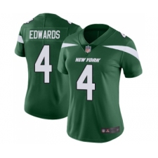 Women's New York Jets #4 Lac Edwards Green Team Color Vapor Untouchable Limited Player Football Jersey
