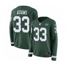 Women's Nike New York Jets #33 Jamal Adams Limited Green Therma Long Sleeve NFL Jersey