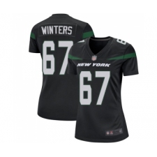 Women's New York Jets #67 Brian Winters Game Black Alternate Football Jersey