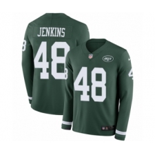 Men's Nike New York Jets #48 Jordan Jenkins Limited Green Therma Long Sleeve NFL Jersey