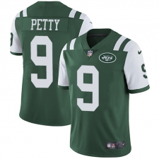 Men's Nike New York Jets #9 Bryce Petty Green Team Color Vapor Untouchable Limited Player NFL Jersey