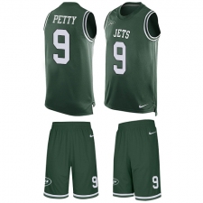 Men's Nike New York Jets #9 Bryce Petty Limited Green Tank Top Suit NFL Jersey