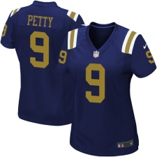 Women's Nike New York Jets #9 Bryce Petty Elite Navy Blue Alternate NFL Jersey