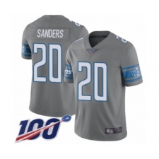 Men's Detroit Lions #20 Barry Sanders Limited Steel Rush Vapor Untouchable 100th Season Football Jersey