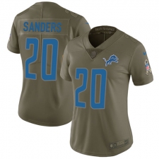 Women's Nike Detroit Lions #20 Barry Sanders Limited Olive 2017 Salute to Service NFL Jersey